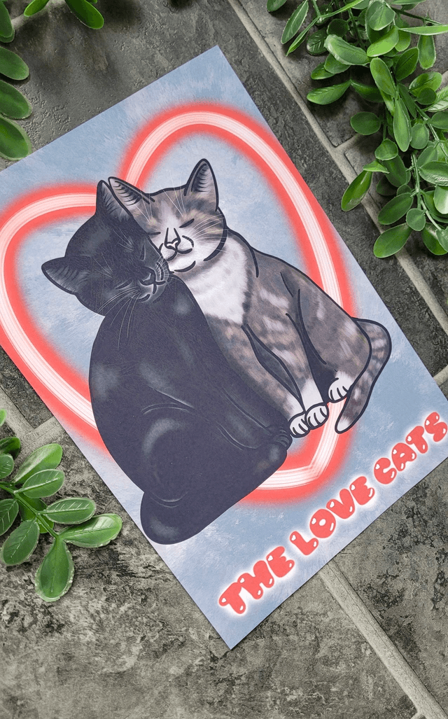 The Love Cats A4 Art Print – Textured Fine Art Paper (190gsm)
