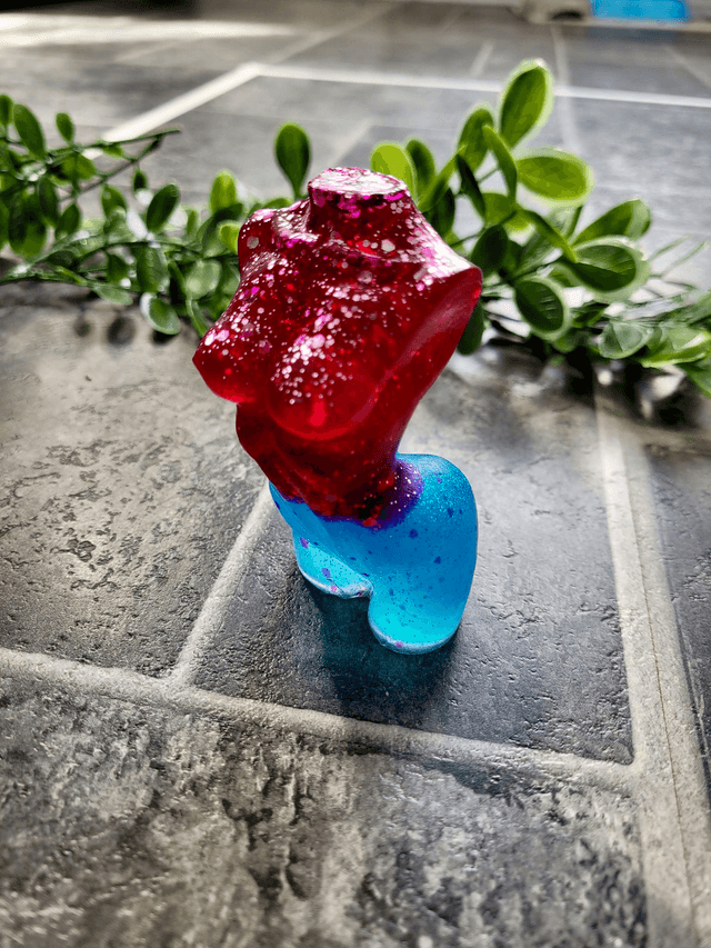Female Body Ornament - Blue & Red Glitter