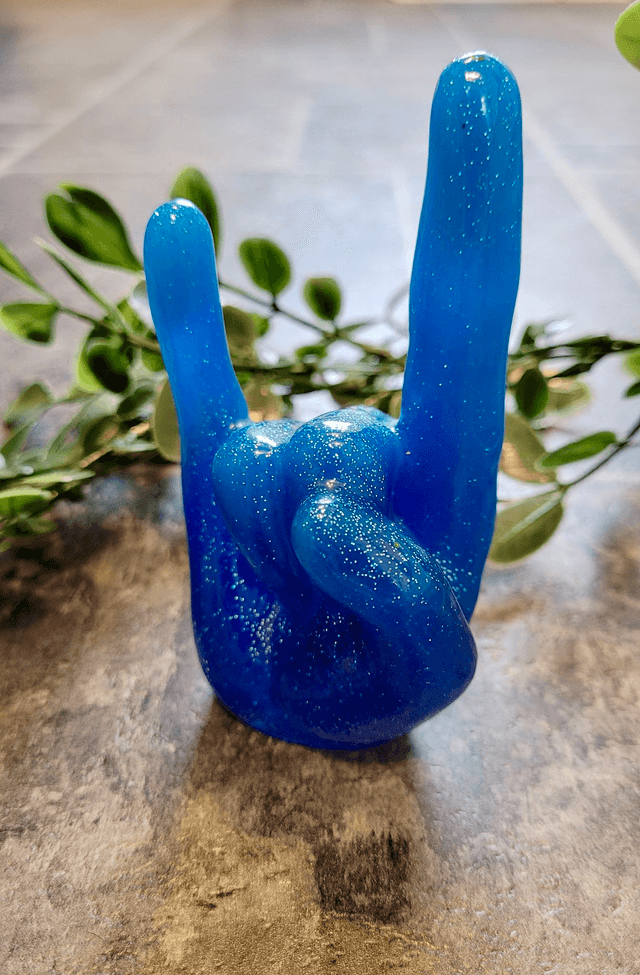 Rock On Hand Ornament – Blue Glitter Ombré Gradient 