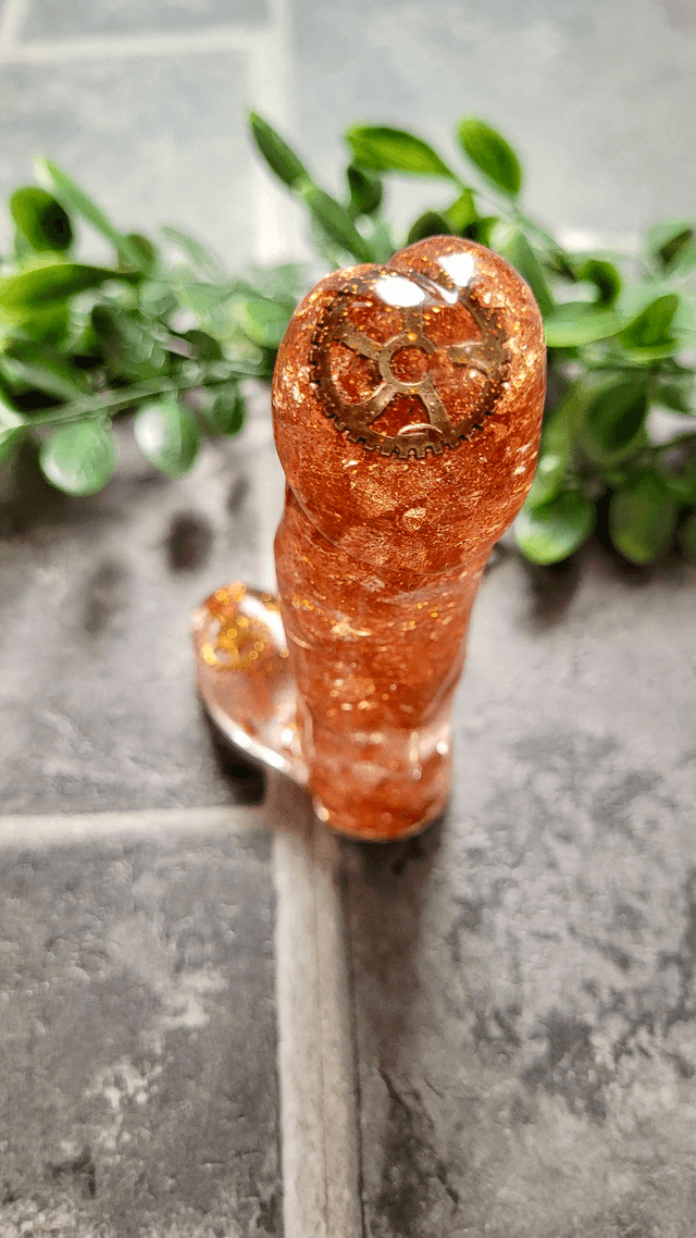 Penis Ornament - Steampunk Copper Leaf & Cogs - 12cm