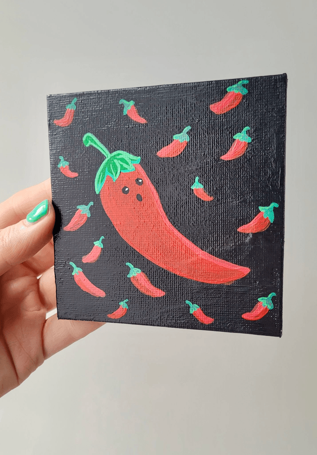 Original Mini Canvas Painting – Spicy Chilli 