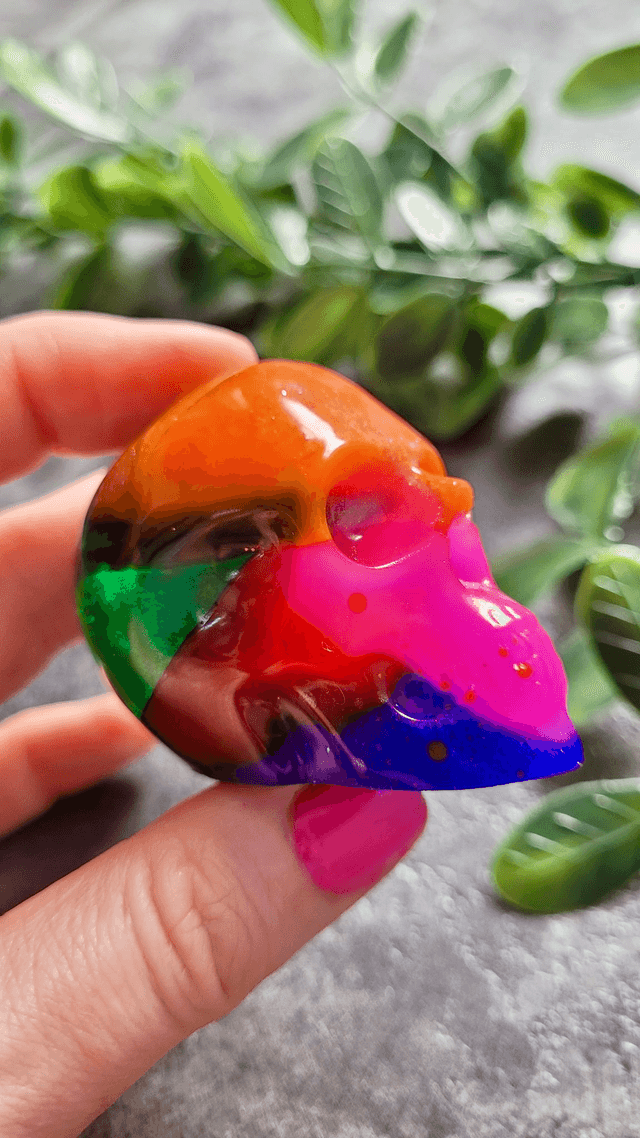 Skull Ornament - Medium - Multicoloured Rainbow Skull