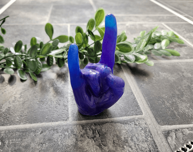 Rock On Hand Ornament – Blue & Purple Glitter - Ring Holder