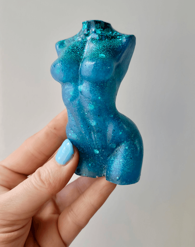 Female Body Ornament - Blue Glitter