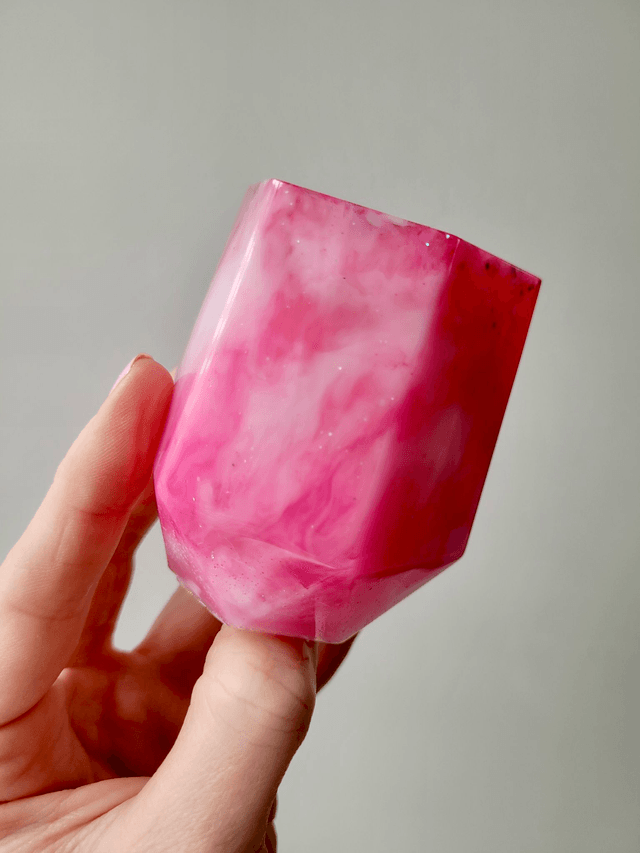 Pencil Pot – Pink & White Tie Dye Glitter Milkshake Swirl