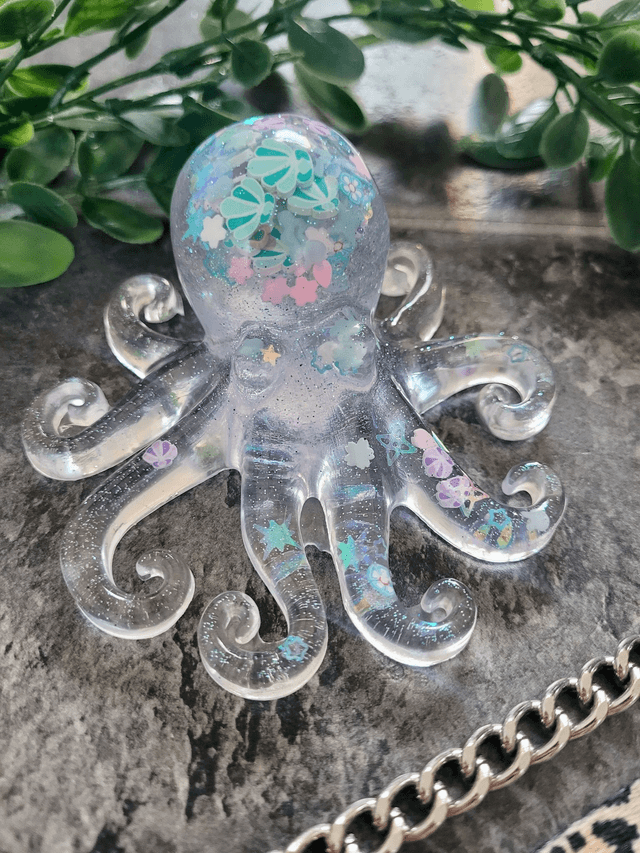 Octopus Ornament - Clear & Floral Fantasy 