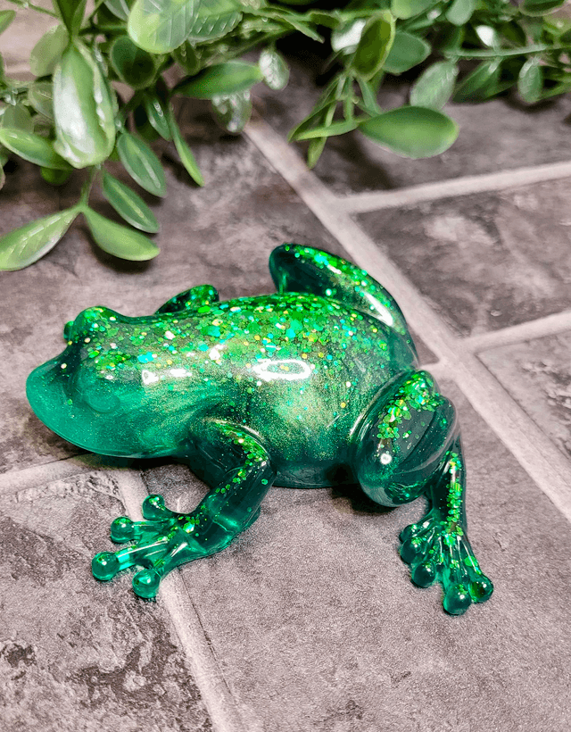 Frog Ornament – Green Glitter