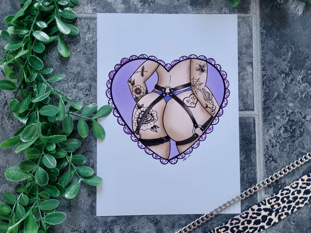 Bite Me Butt Heart A4 Art Print