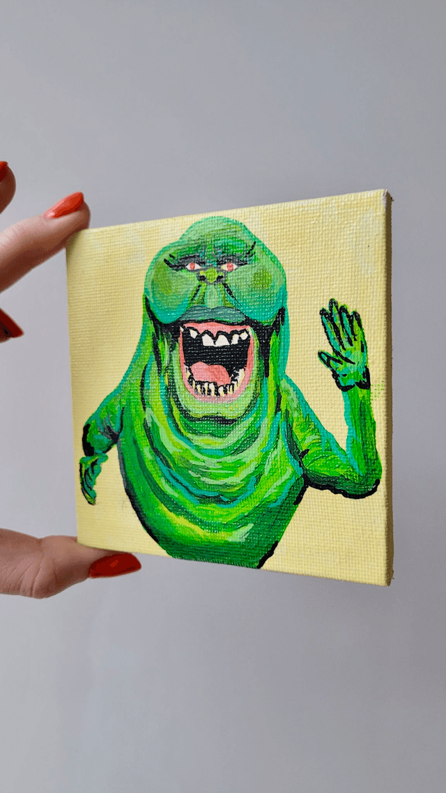 Original Mini Canvas Painting – Slimer - Ghostbusters Fan Art
