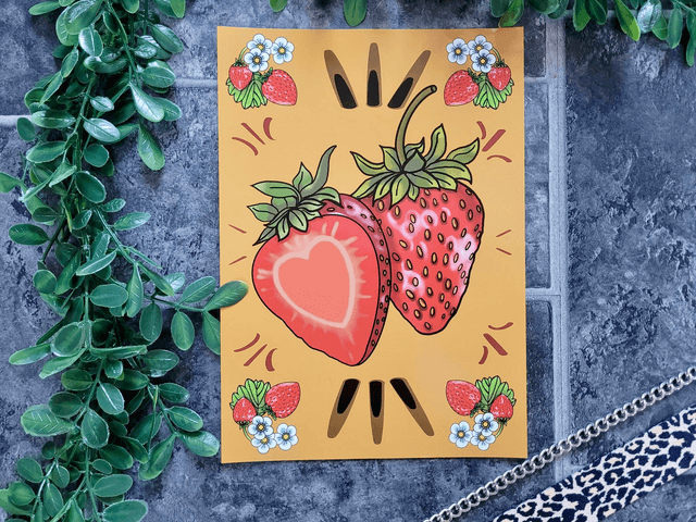 Strawberry Tattoo-Inspired A4 Art Print