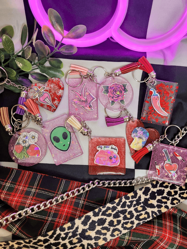 Acrylic Alternative Tattoo Art Keyrings - Various Keychains