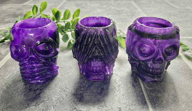 See No Evil, Hear No Evil, Speak No Evil - Set of 3 Skull Tealight Candle Holders