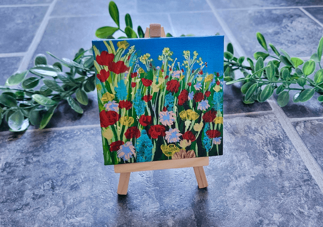 Original Mini Canvas Painting – Wildflowers