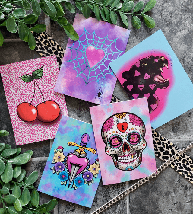 Tattoo Inspired A6 Greeting Cards