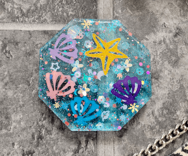 Coaster - Ocean Glitter - Sea Shells &amp; Starfish