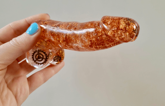 Penis Ornament - Steampunk Copper Leaf &amp; Cogs - 12cm