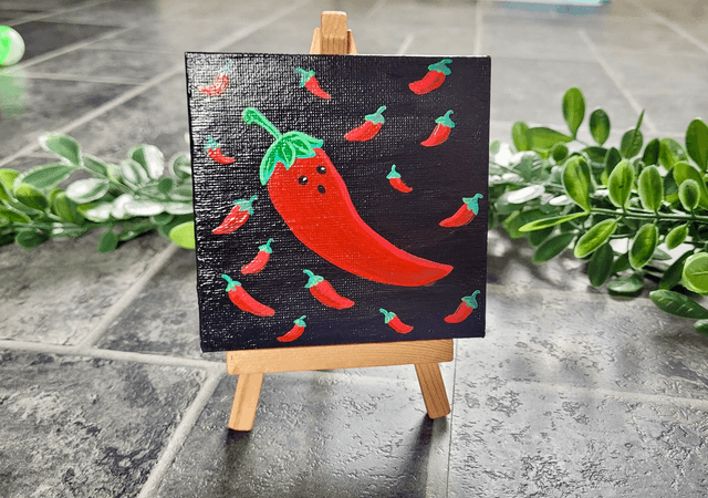 Original Mini Canvas Painting – Spicy Chilli 