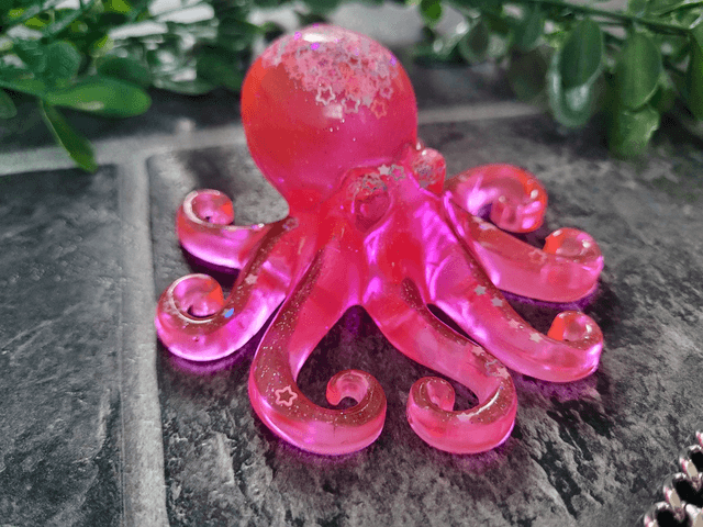 Octopus Ornament - Pink Glitter