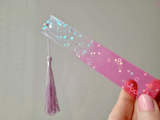 Pink &amp; Clear Ombre Glitter Star Bookmark