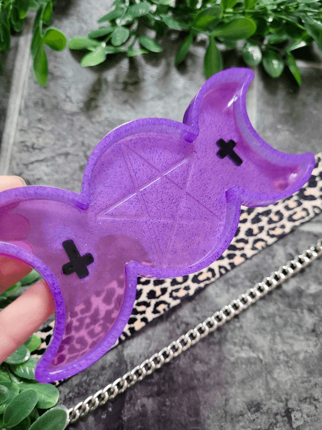 Trinket Tray - Purple Pentacle Triple Moon Phase 