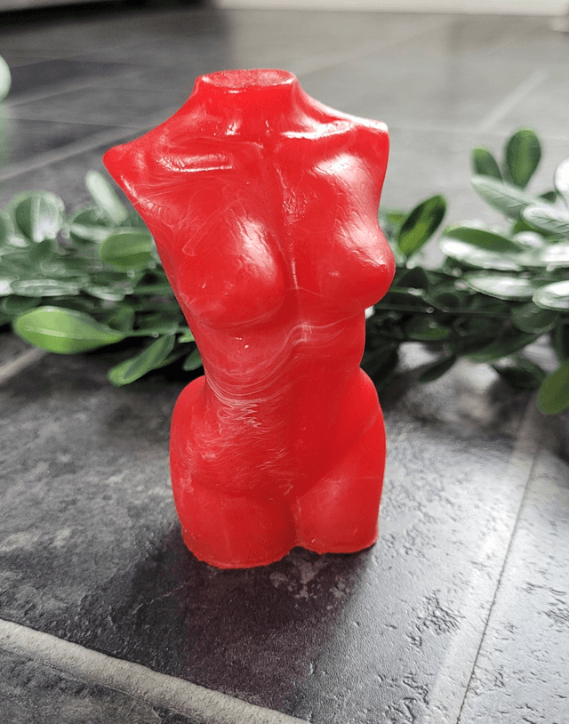 Female Body Ornament - Red &amp; White Swirl