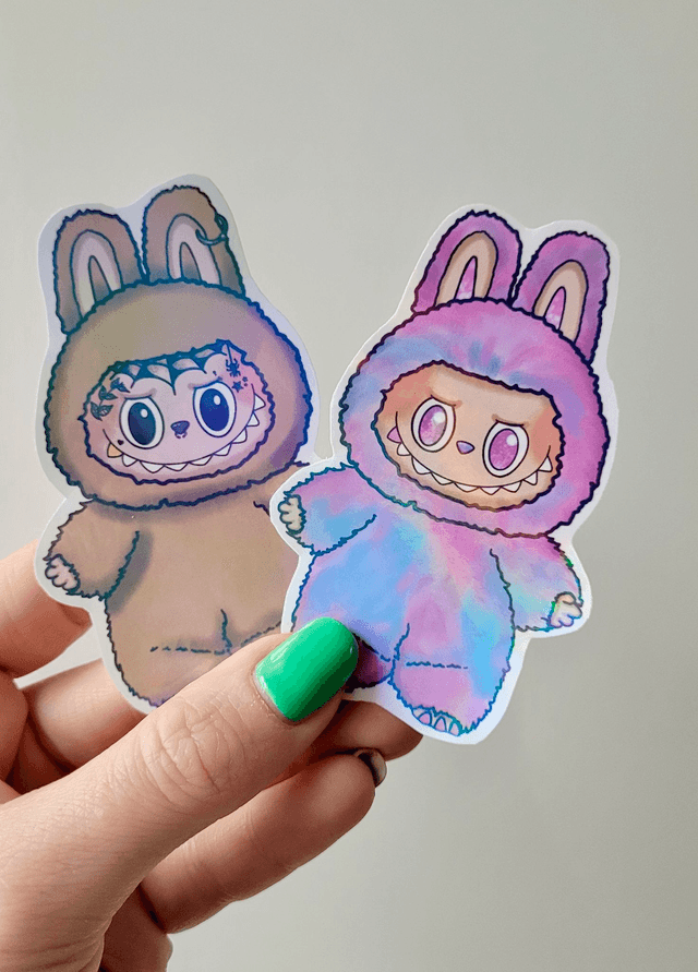 Labubu Sticker - Labubu Inspired Monster – Alt Fan Art Vinyl, Holographic Finish