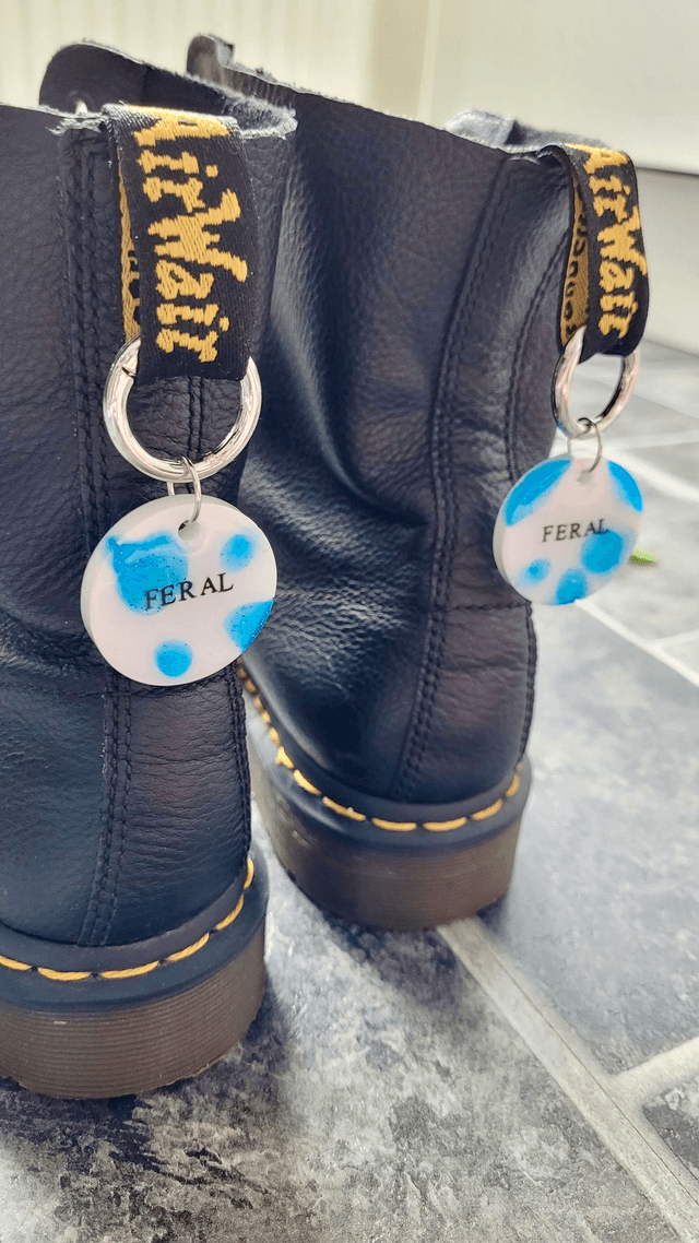 Boot Charms - FERAL - Blue and White Glitter