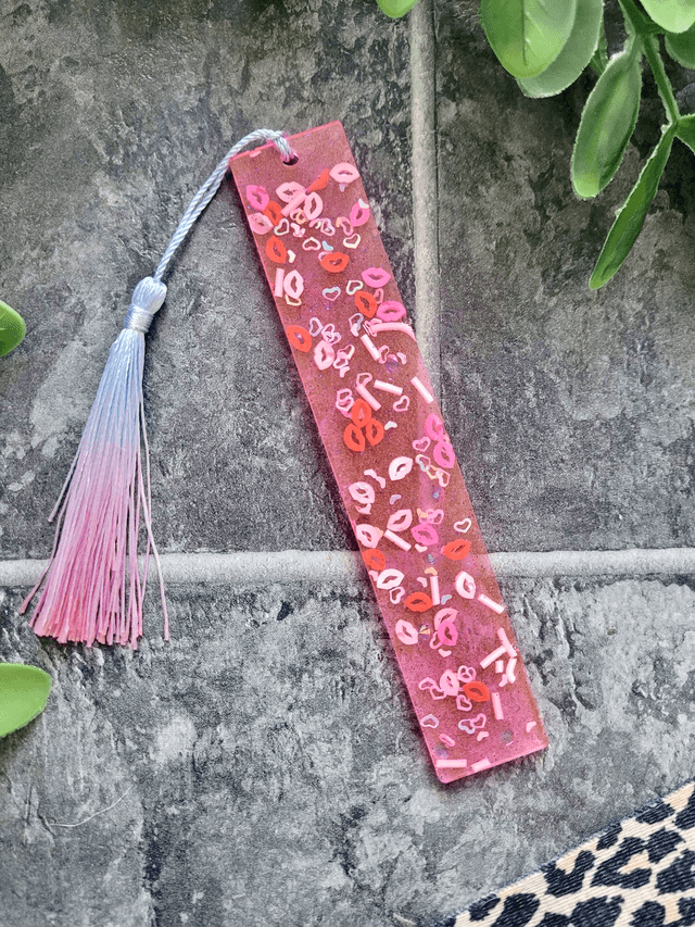 Pink and Red Kisses Glitter Bookmark